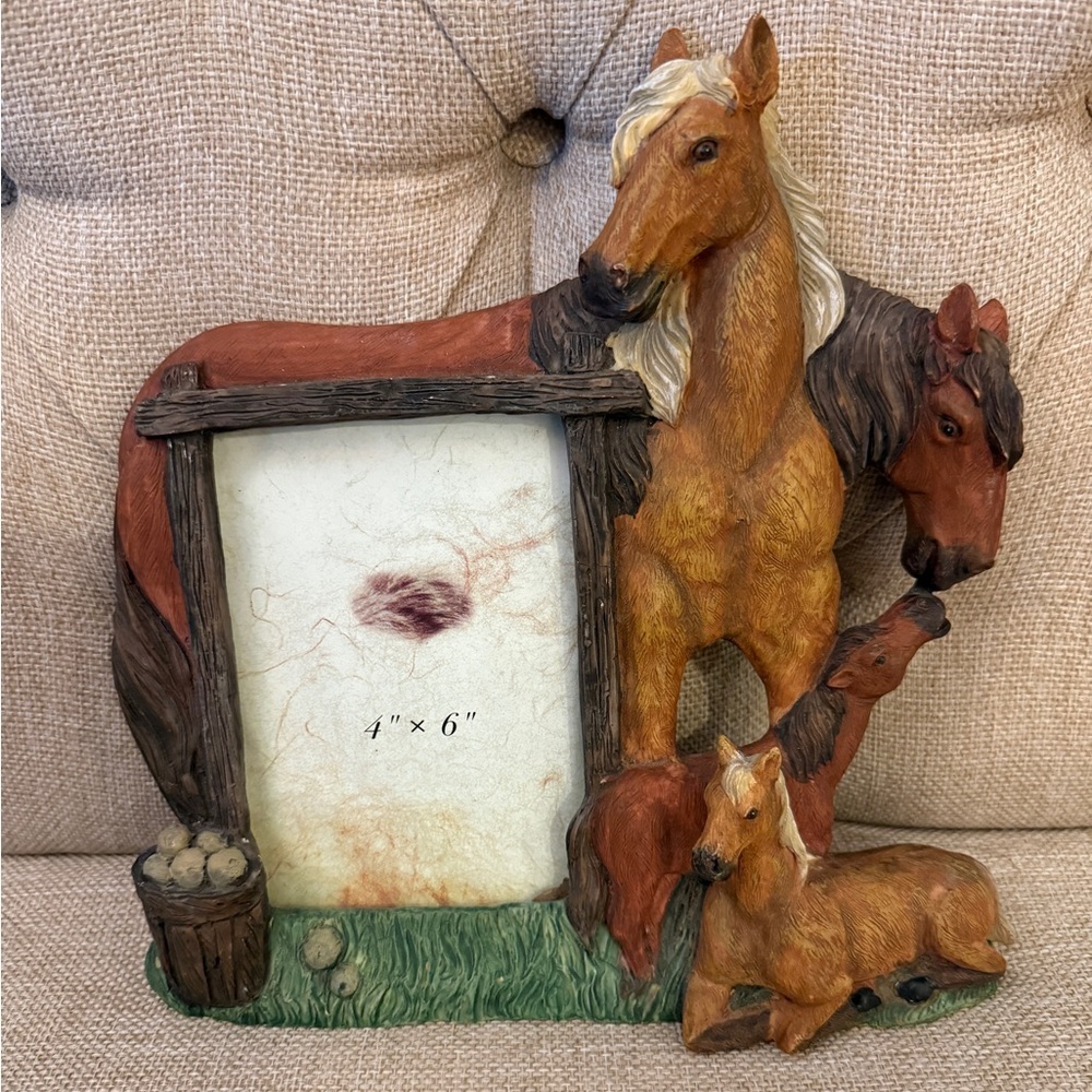 VTG Rustic Horse Equestrian Ranch Western Family Photo Frame